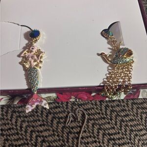 Betsey Johnson Mermaid and whale earrings